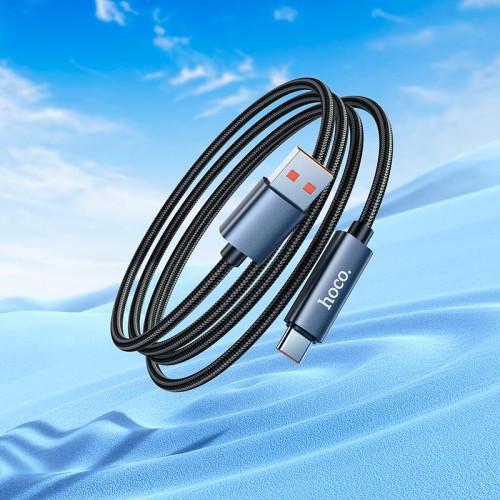 Кабель Hoco Type-C Favor 5A charging data cable with display X112 |1m, 5A| black
