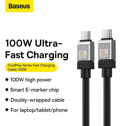 Кабель Baseus Type-C to Type-C CoolPlay Series Fast Charging Cable |1m, 100W| black