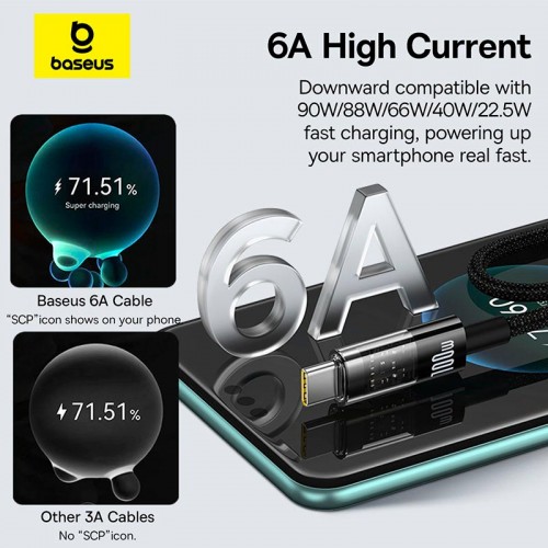 Кабель Baseus Gem Fast-Charging Data Cable USB to USB-C |100W/6A, 1m| black