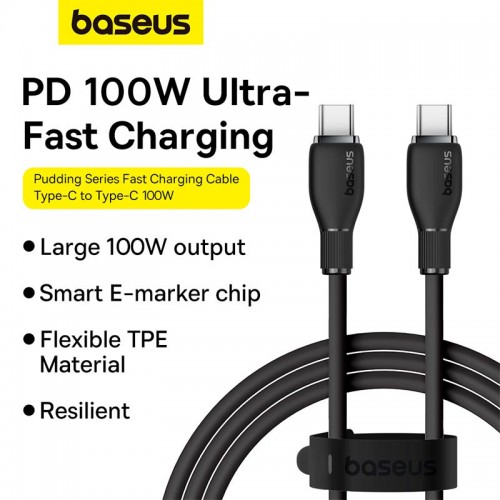 Кабель Baseus Type-C to Type-C Pudding Series Fast Charging Cable |100W, 1.2m| black