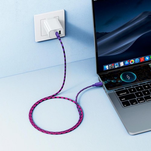 Кабель HOCO Type-C to Type-C Meridian charging data cable X116 1m, 60W/3A| purple