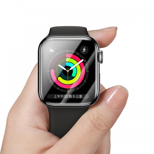 Захисне скло BASEUS 0.2 mm для Apple Watch 42mm serise 1-2-3 Full-screen curved tempered glass soft screen (SGAPWA4-F01) black