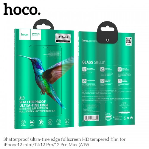 Захисне скло Hoco Shatterproof edge HD tempered film для iPhone 12 Mini 5.4 " (A19) black