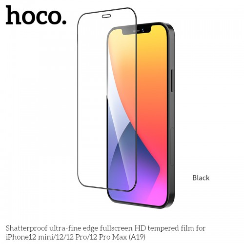 Захисне скло Hoco Shatterproof edge HD tempered film для iPhone 12 Mini 5.4 " (A19) black