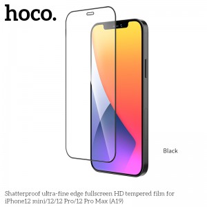 Захисне скло Hoco Shatterproof edge HD tempered film для iPhone 12 Pro MAX 6.7" (A19) black