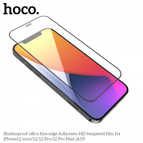 Захисне скло Hoco Shatterproof edge HD tempered film для iPhone 12 Pro MAX 6.7" (A19) black