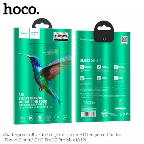 Захисне скло Hoco Shatterproof edge HD tempered film для iPhone 12 Pro MAX 6.7" (A19) black