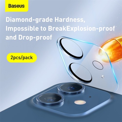 Захисне скло BASEUS Full-frame Lens Film для камери iPhone 12 6.1" (2pcs/pack) (SGAPIPH61N-AJT02) transparent