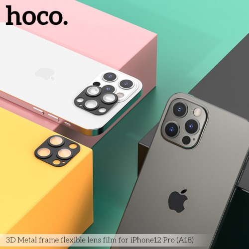 Захисне скло HOCO 3D Metal frame flexible Lens film дпя камери iPhone 12 Pro (A18) black