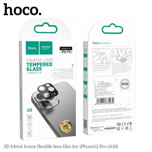 Захисне скло HOCO 3D Metal frame flexible Lens film дпя камери iPhone 12 Pro (A18) black