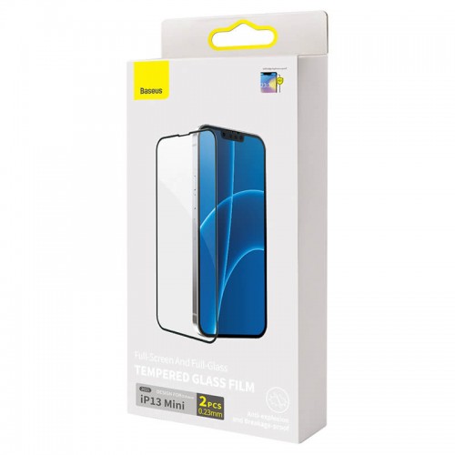 Захисне скло BASEUS 0.23 mm curved screen для iPhone 13 mini 5.4 " 2021 (2pcs + Pasting Artifact) (SGQP020001) black