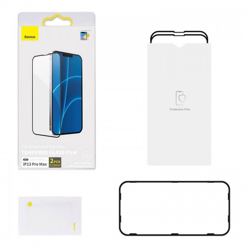 Захисне скло BASEUS 0.23 mm curved screen для iPhone 13 Pro Max 6.7 " 2021 (2pcs + Pasting Artifact) (SGQP020201) black
