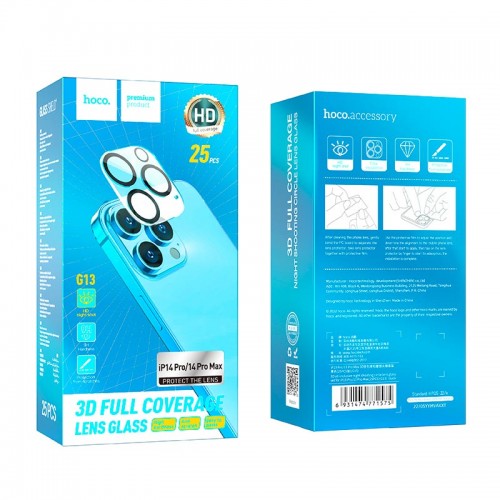 Захисне скло Hoco 3D all-inclusive night shooting circle Lens glass set для камери iPhone 14pro / 14pro Max (25pcs) (G13) black
