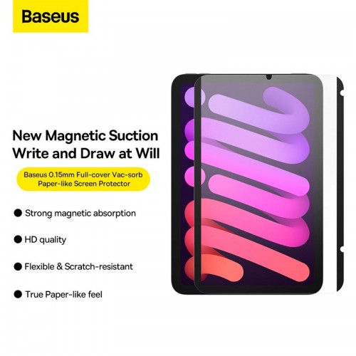Захисне скло BASEUS 0.15 mm Full-cover Vac-Sorb Paper-like Screen Protector For Pad mini 8.3-inch (2021) (SGZM020602) transparent