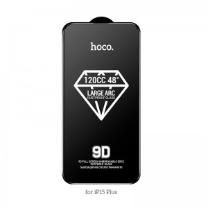 Захисне скло для iPhone15 Plus HOCO 9D large arc dustproof glass (A34) black