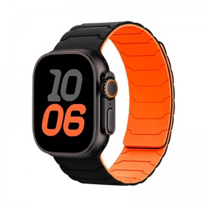 Ремінець HOCO iWatch Flexible series magnetic silicone strap WA39 (38/40/41/42mm) black-orange