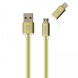 Кабель combo Micro USB + Lightning REMAX Aurora RC-020t green
