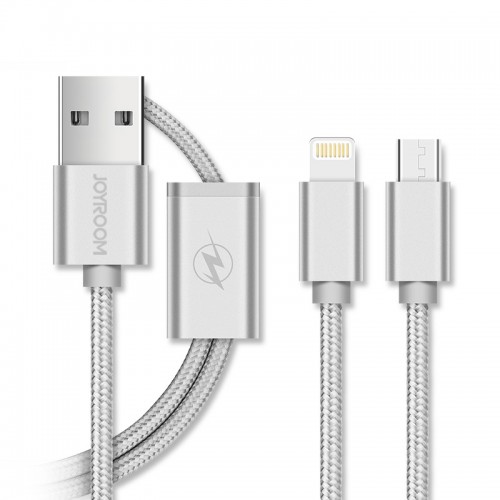 Кабель combo Micro USB + Lightning JOYROOM s-M326 |1.5M| silver