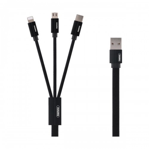 Кабель combo Micro USB + Lightning + Type-C Remax Kerolla RC-094th black