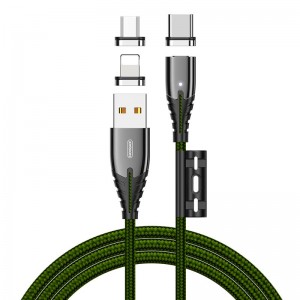 Кабель JOYROOM Combo Lightning + Micro USB + Type-C Magnetic Series 3in1 S-M408 |1.2m, 3A| green