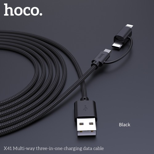 Кабель HOCO Combo Lightning/Micro USB/Type-C Multi-Way X41 |1m, 2.4A| black