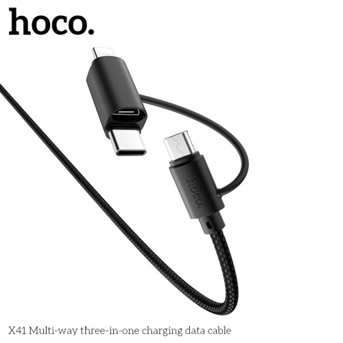 Кабель HOCO Combo Lightning/Micro USB/Type-C Multi-Way X41 |1m, 2.4A| black