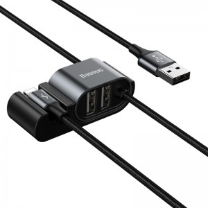 Кабель BASEUS Combo USB to Lightning / 2USB Special Data Cable for Backseat |1.5m, 3A| black