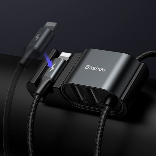 Кабель BASEUS Combo USB to Lightning / 2USB Special Data Cable for Backseat |1.5m, 3A| black