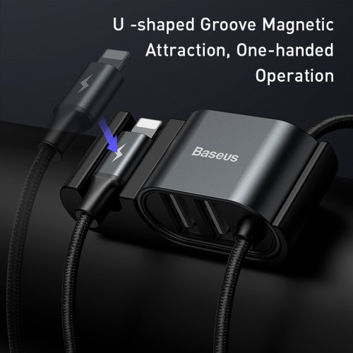 Кабель BASEUS Combo USB to Lightning / 2USB Special Data Cable for Backseat |1.5m, 3A| black