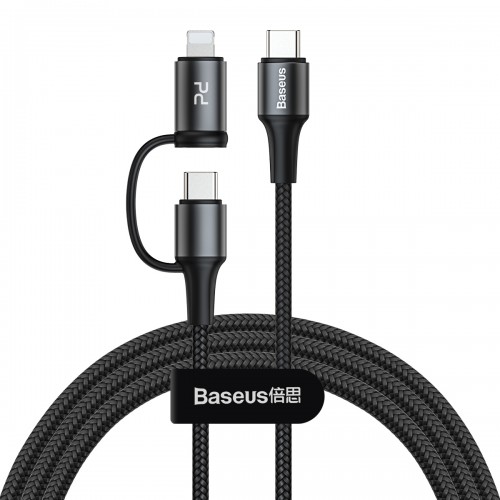 Кабель BASEUS Combo twins 2 in 1 Cable Type-C to Type-c / Lightning |1M, 60W (20V 3A) + 18W (9V 2A)| (CATLYW-H01) black