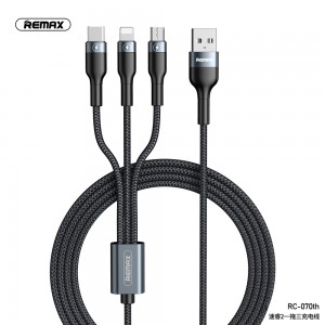 Кабель REMAX Combo Lightning / Micro USB / Type-C Sury 2 Series 3-in-1 Cable RC-070th |1.2m, 2A| black