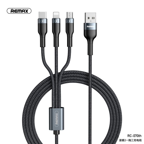 Кабель REMAX Combo Lightning / Micro USB / Type-C Sury 2 Series 3-in-1 Cable RC-070th |1.2m, 2A| black