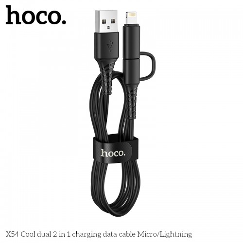 Кабель Hoco Combo Micro USB / Lightning Cool dual 2 in 1 charging data cable X54 |1M, 2.4A| black