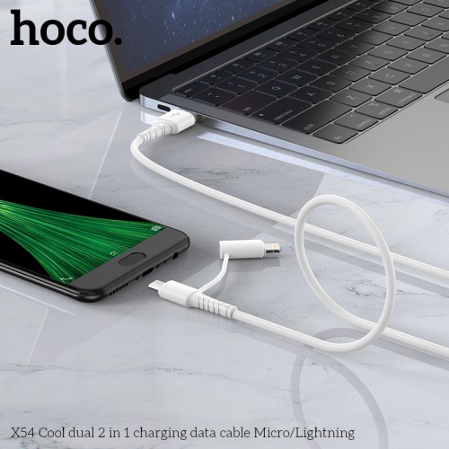 Кабель Hoco Combo Micro USB / Lightning Cool dual 2 in 1 charging data cable X54 |1M, 2.4A| white