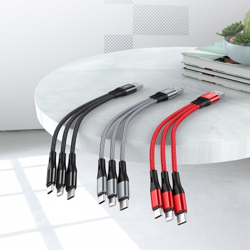 Кабель HOCO Combp 3-in-1 Lightning+Micro USB+Type-C Harbor charging cable X47 |0.25m, 2.4A|