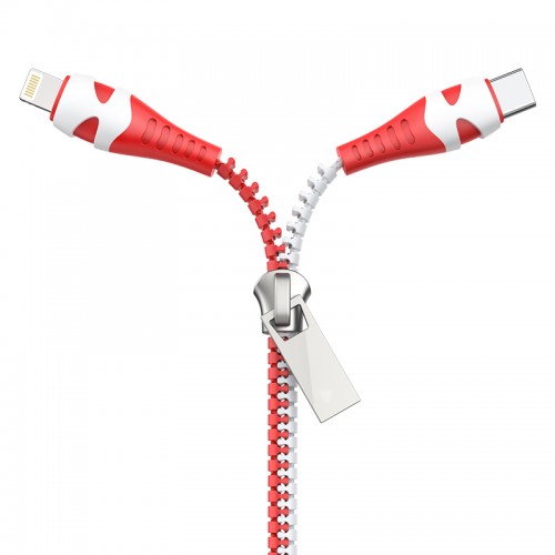 Кабель Hoco Combo 2 in 1 Lightning / Type-C Zipper charging cable U97 |0.96M, 2.4A| black-white