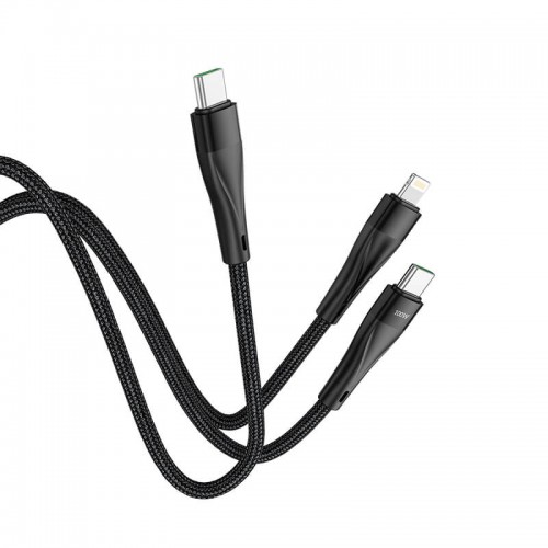 Кабель HOCO Combo Type-C to Type-C/Lightning Super U102 |1.5m, 3A,100W/20W|