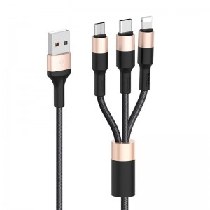 Кабель HOCO Combo Micro USB/Lightning/Type-C Xpress one pull three charging cable X26 |1m, 2A|