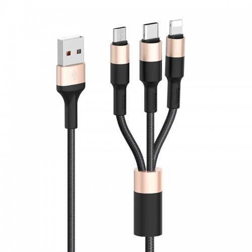 Кабель HOCO Combo Micro USB/Lightning/Type-C Xpress one pull three charging cable X26 |1m, 2A|