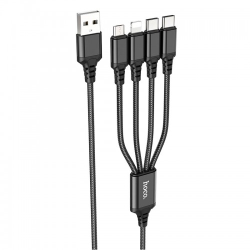 Кабель Hoco Combo 4-in-1 2type-C+Lightning + Micro USB Super charging cable X76 |1M, 2A| black