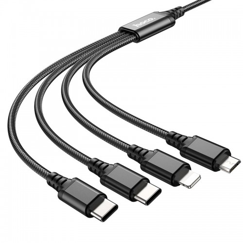 Кабель Hoco Combo 4-in-1 2type-C+Lightning + Micro USB Super charging cable X76 |1M, 2A| black