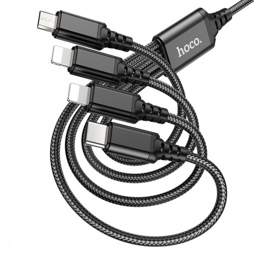 Кабель Hoco Combo 4-in-1 2lightning + Type-C + Micro USB Super charging cable X76 |1M, 2A| black