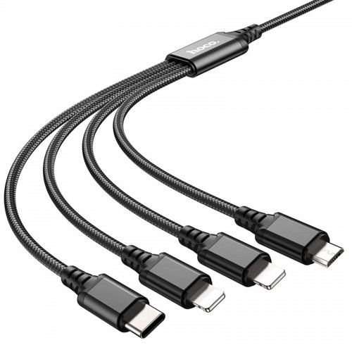 Кабель Hoco Combo 4-in-1 2lightning + Type-C + Micro USB Super charging cable X76 |1M, 2A| black