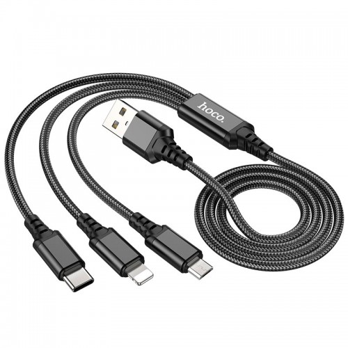 Кабель Combo HOCO Lightning/Type-C/Micro USB 3-in-1 Super charging cable X76 |1m, 2A|