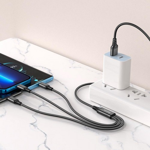 Кабель Combo HOCO Lightning/Type-C/Micro USB 3-in-1 Super charging cable X76 |1m, 2A|