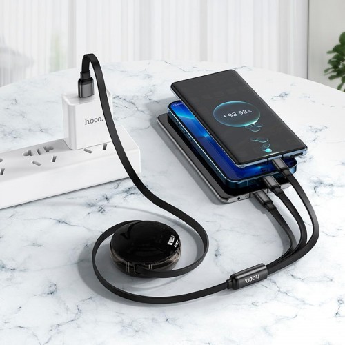 Кабель HOCO Combo Micro+lightning+Type-C Easy pull storage 3-in-1 X78 |1m, 2A|