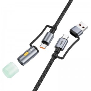 Кабель HOCO All-in-one charging data cable USB/C to C/LED light U138 |1.2m, PD60W, 3A|