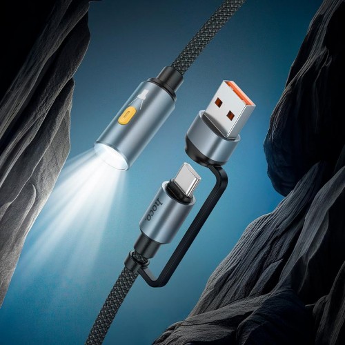 Кабель комбо HOCO USB/Type-C to LED light adapter cable UA38C |0.3M|