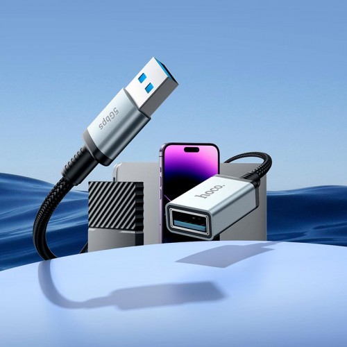 Кабель HOCO USB male to USB female USB3.0 excellent speed extension cable US10 |0.5m, 5Gbps, OTG|