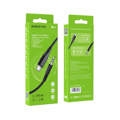 Кабель BOROFONE Type-C to aux digital audio conversion cable BL8 black